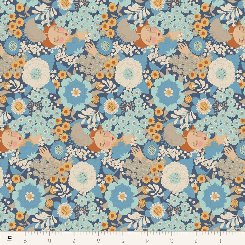 PRE - Order Tilda Wallflower - Wallflower TIL110607 Blue - Half Yard - June 2025 - Modern Fabric Shoppe