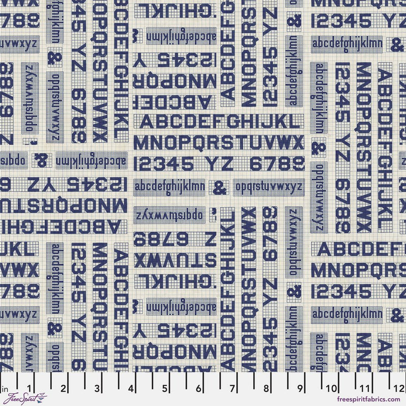 PRE - Order Tim Holtz - Eclectic Elements Palette - Indigo Typography PWTH295.INDIGO - Half Yard - June 2025 - Modern Fabric Shoppe
