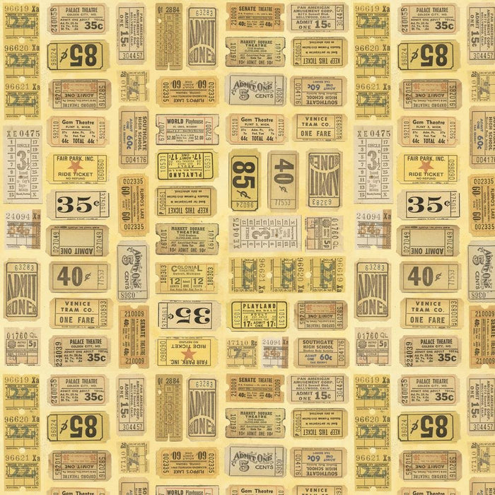 PRE - Order Tim Holtz - Electric Elements Palette - Yellow Tickets PWTH242.YELLOW - Half Yard - January 2025 - Modern Fabric Shoppe