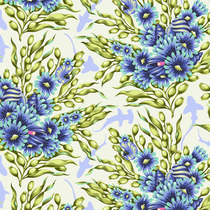 PRE - Order Tula Pink Floral Reef - Shadow Sharks PWTP267.MARINE - Half Yard - April 2026 - Modern Fabric Shoppe