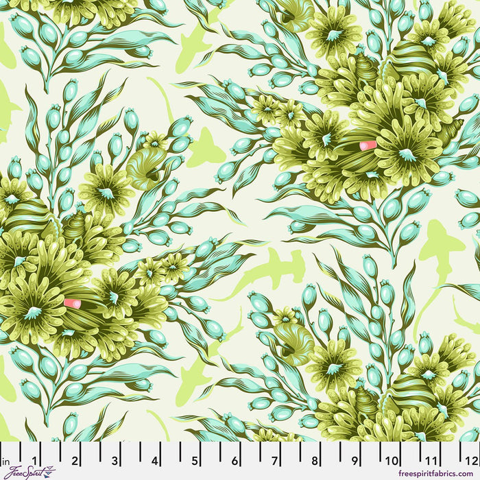 PRE - Order Tula Pink Floral Reef - Shadow Sharks PWTP267.SEAGRASS - Half Yard - April 2026 - Modern Fabric Shoppe