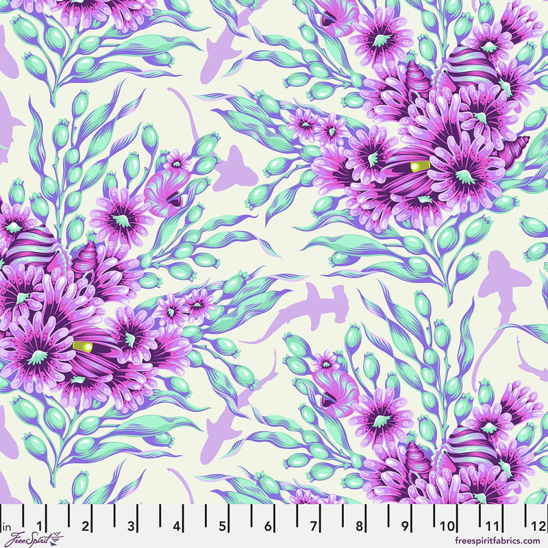 PRE - Order Tula Pink Floral Reef - Shadow Sharks PWTP267.ULTRAVIOLET - Half Yard - April 2026 - Modern Fabric Shoppe