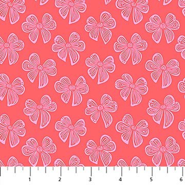 PRE-ORDER Under the Firefly Moon by Heather Bailey- Bitty Bows 91511-26 Coral - Half Yard- April 2027 - Modern Fabric Shoppe