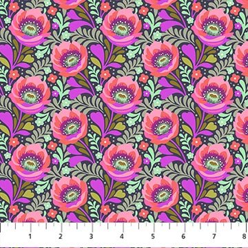 PRE-ORDER Under the Firefly Moon by Heather Bailey- Poppy 91509-49 Midnight - Half Yard- April 2027 - Modern Fabric Shoppe