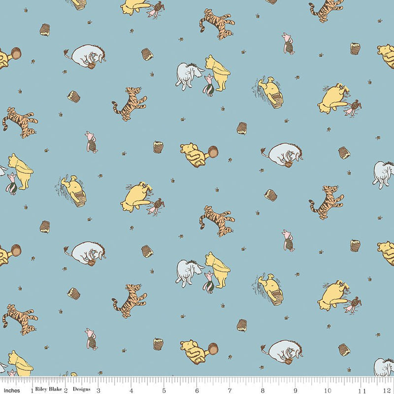 PRE - ORDER Winnie the Pooh - Baby for Riley Blake Designs - Blue Character Toss C18591 BLUE - Half Yard - December 2026 - Modern Fabric Shoppe