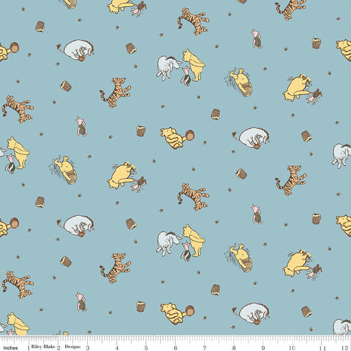 PRE - ORDER Winnie the Pooh - Baby for Riley Blake Designs - Blue Character Toss C18591 BLUE - Half Yard - December 2026 - Modern Fabric Shoppe