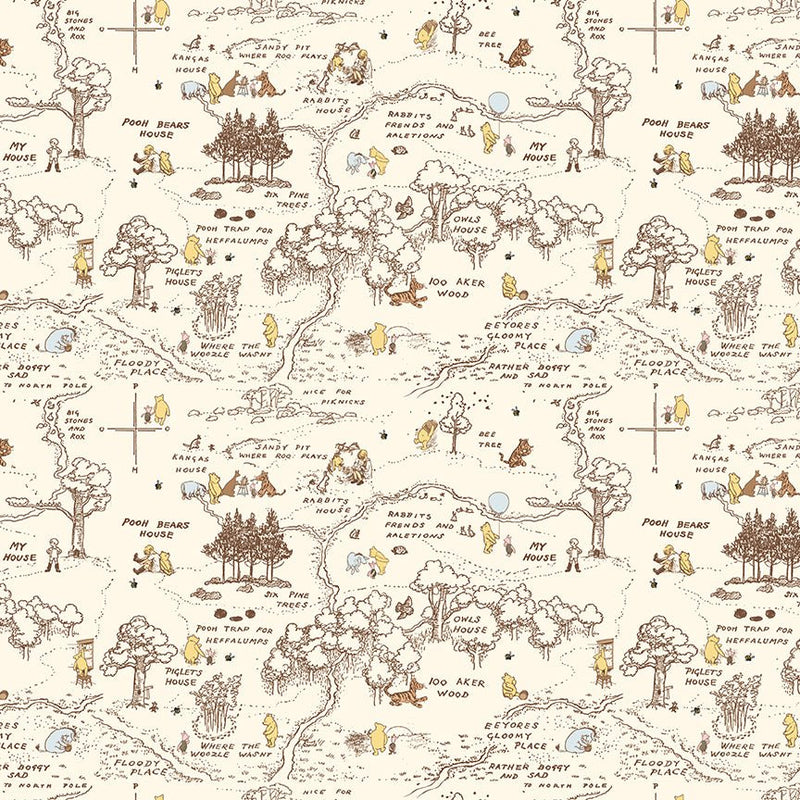 PRE - ORDER Winnie the Pooh - Baby for Riley Blake Designs - Cream Aker Map C18592 CREAM - Half Yard - December 2026 - Modern Fabric Shoppe