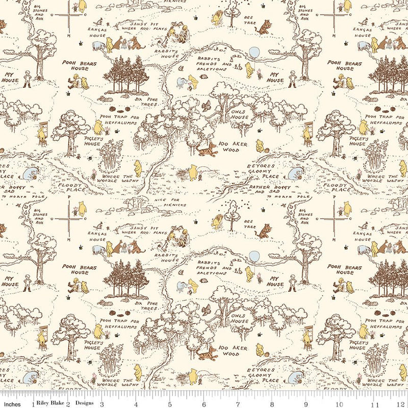 PRE - ORDER Winnie the Pooh - Baby for Riley Blake Designs - Cream Aker Map C18592 CREAM - Half Yard - December 2026 - Modern Fabric Shoppe
