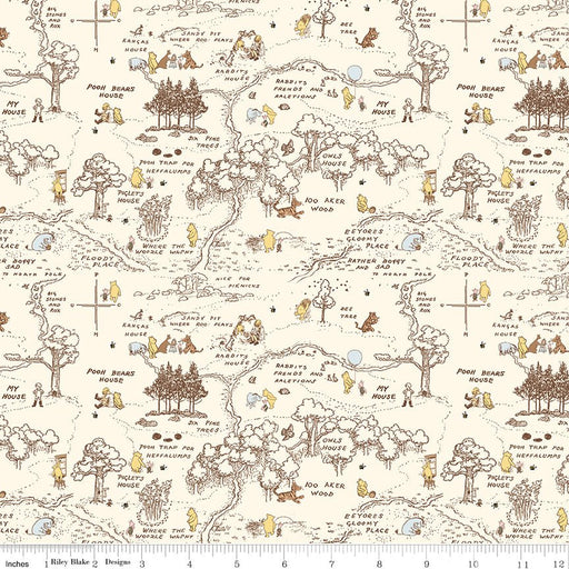 PRE - ORDER Winnie the Pooh - Baby for Riley Blake Designs - Cream Aker Map C18592 CREAM - Half Yard - December 2026 - Modern Fabric Shoppe