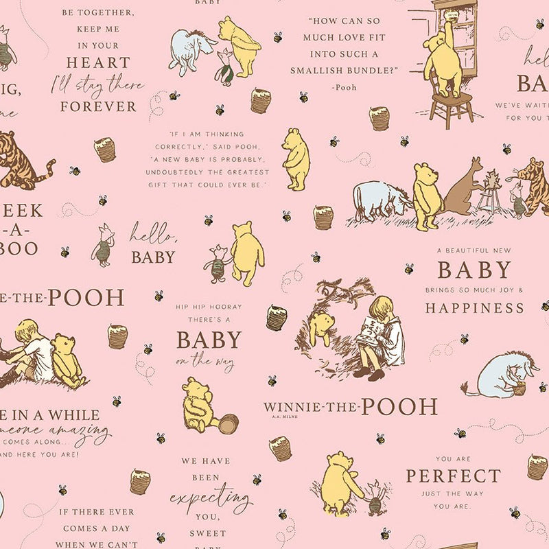 PRE - ORDER Winnie the Pooh - Baby for Riley Blake Designs - Pink Main C18590 PINK - Half Yard - December 2026 - Modern Fabric Shoppe