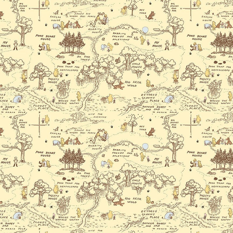 PRE - ORDER Winnie the Pooh - Baby for Riley Blake Designs - Yellow Aker Map C18592 YELLOW - Half Yard - December 2026 - Modern Fabric Shoppe