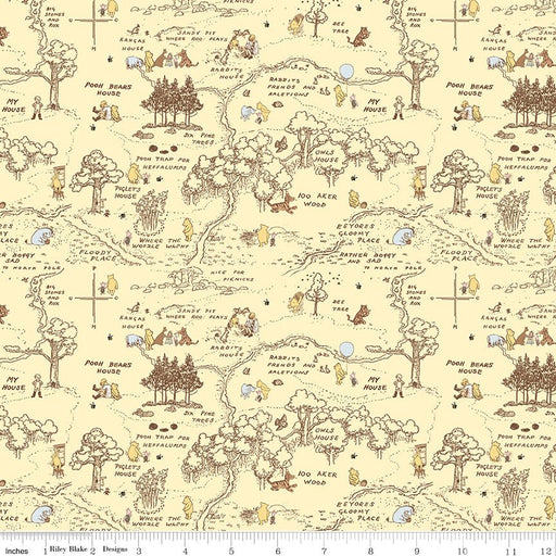 PRE - ORDER Winnie the Pooh - Baby for Riley Blake Designs - Yellow Aker Map C18592 YELLOW - Half Yard - December 2026 - Modern Fabric Shoppe