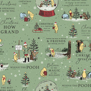 PRE-ORDER Winnie the Pooh-Christmas for Echo Park Paper Co.- Holiday Quotes C19570 GREEN- Half Yard- June 2027 - Modern Fabric Shoppe
