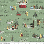 PRE-ORDER Winnie the Pooh-Christmas for Echo Park Paper Co.- Holiday Quotes C19570 GREEN- Half Yard- June 2027 - Modern Fabric Shoppe