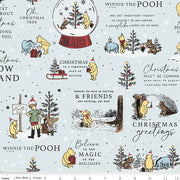 PRE-ORDER Winnie the Pooh-Christmas for Echo Park Paper Co.- Holiday Quotes C19570 POWDER- Half Yard- June 2027 - Modern Fabric Shoppe
