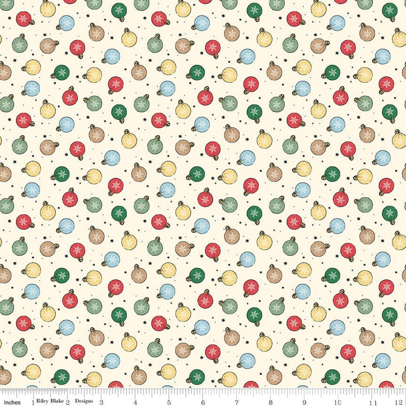 PRE-ORDER Winnie the Pooh-Christmas for Echo Park Paper Co.- Ornaments C19573 CREAM- Half Yard- June 2027 - Modern Fabric Shoppe
