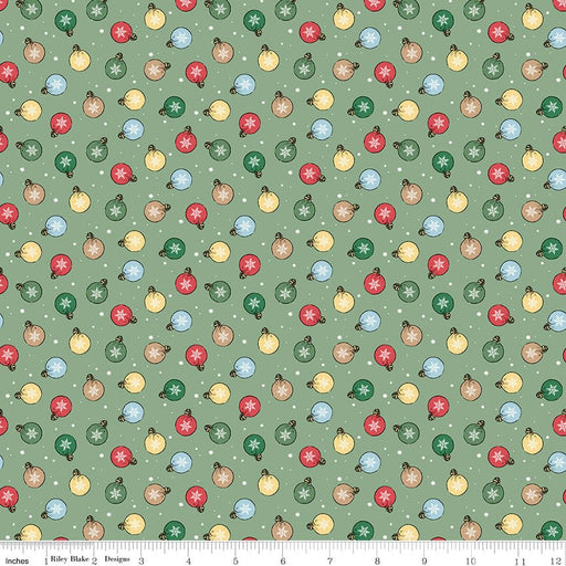 PRE-ORDER Winnie the Pooh-Christmas for Echo Park Paper Co.- Ornaments C19573 GREEN- Half Yard- June 2027 - Modern Fabric Shoppe