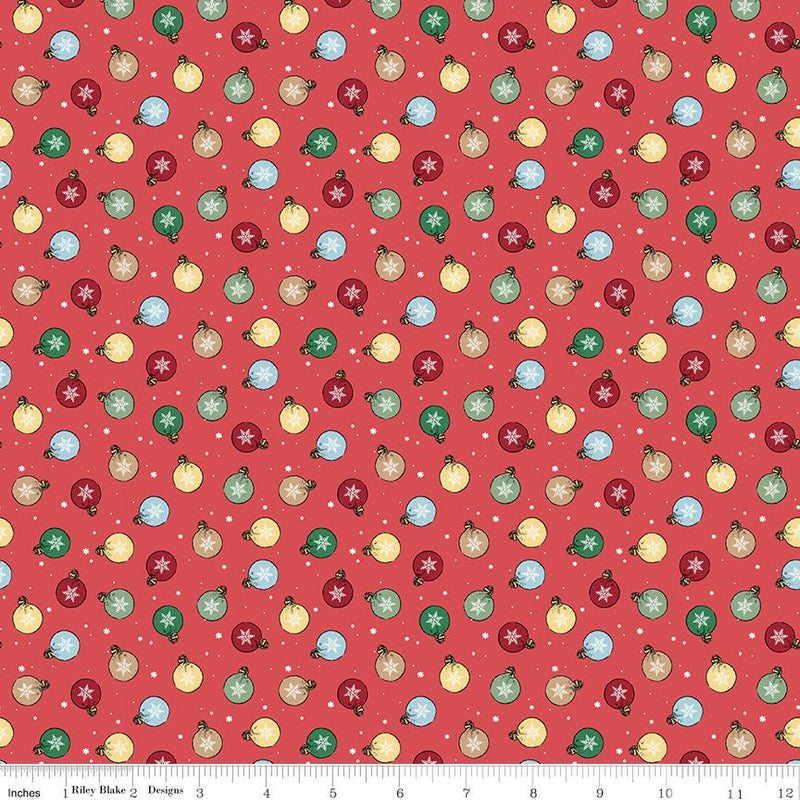 PRE-ORDER Winnie the Pooh-Christmas for Echo Park Paper Co.- Ornaments C19573 RED- Half Yard- June 2027 - Modern Fabric Shoppe
