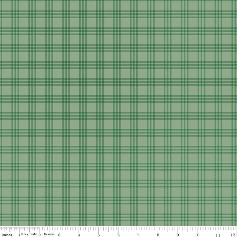PRE-ORDER Winnie the Pooh-Christmas for Echo Park Paper Co.- Plaid C19575 GREEN- Half Yard- June 2027 - Modern Fabric Shoppe