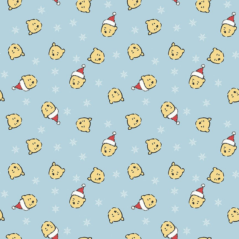 PRE-ORDER Winnie the Pooh-Christmas for Echo Park Paper Co.- Santa Pooh Jumble C19571 BLUE- Half Yard- June 2027 - Modern Fabric Shoppe