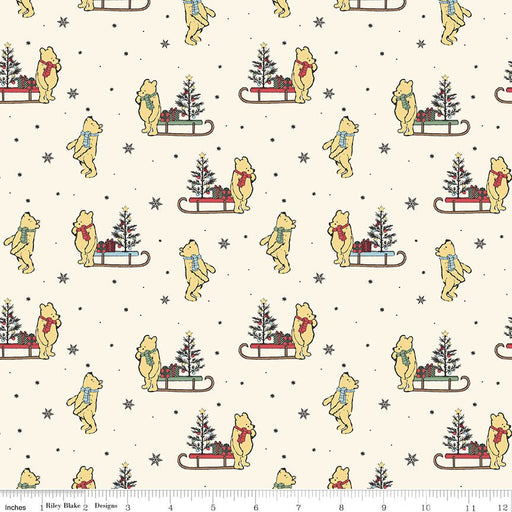 PRE-ORDER Winnie the Pooh-Christmas for Echo Park Paper Co.- Sleds C19572 CREAM- Half Yard- June 2027 - Modern Fabric Shoppe