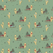 PRE-ORDER Winnie the Pooh-Christmas for Echo Park Paper Co.- Sleds C19572 GREEN- Half Yard- June 2027 - Modern Fabric Shoppe