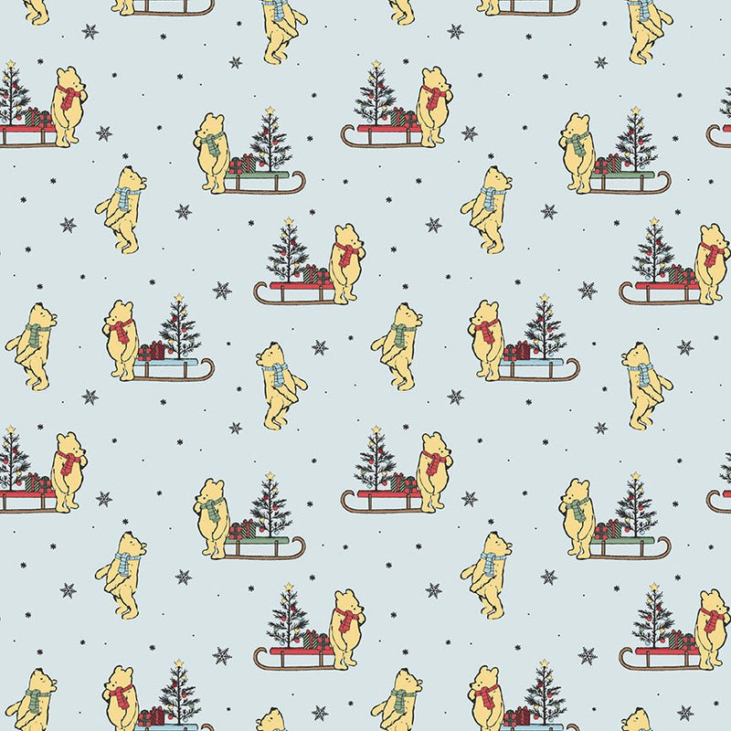 PRE-ORDER Winnie the Pooh-Christmas for Echo Park Paper Co.- Sleds C19572 POWDER- Half Yard- June 2027 - Modern Fabric Shoppe