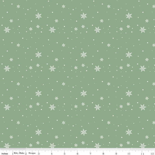 PRE-ORDER Winnie the Pooh-Christmas for Echo Park Paper Co.- Snowflakes C19576 GREEN - Half Yard- June 2027 - Modern Fabric Shoppe