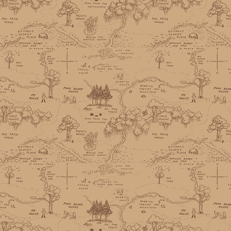 PRE - Order Winnie the Pooh for Riley Blake Designs - Brown Map C17001 - BROWN - Half Yard November 2025 - Modern Fabric Shoppe