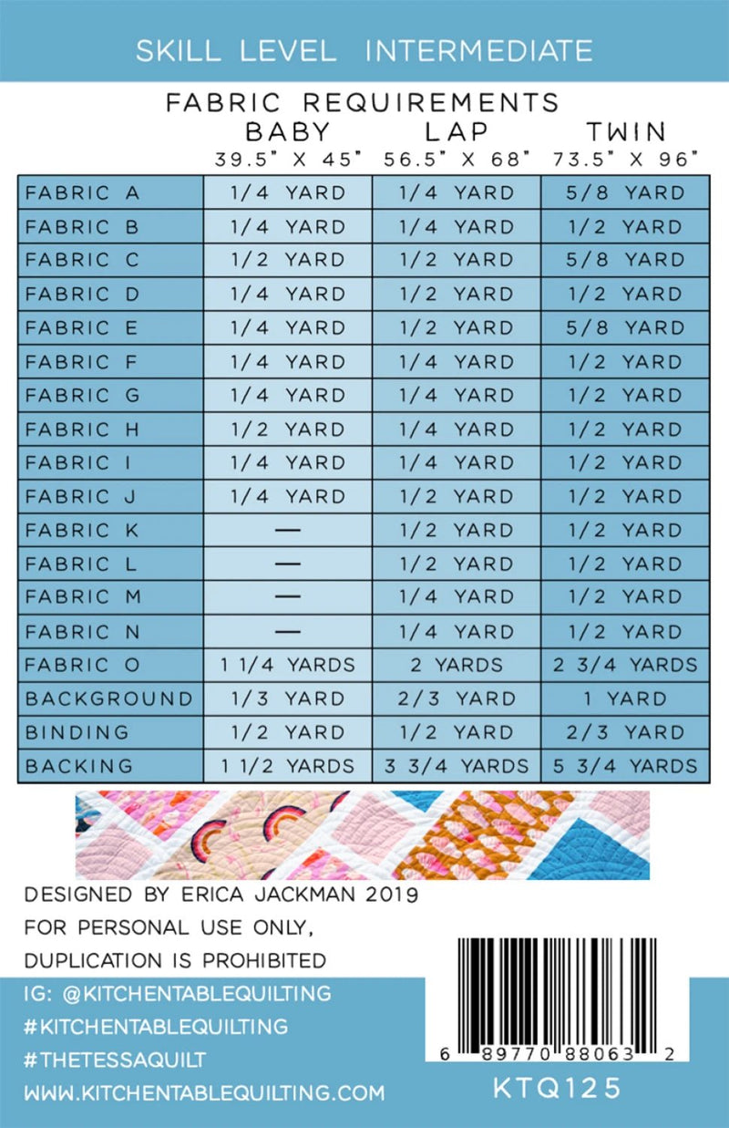 The Tessa Quilt Pattern By Kitchen Table Quilting - Modern Fabric Shoppe