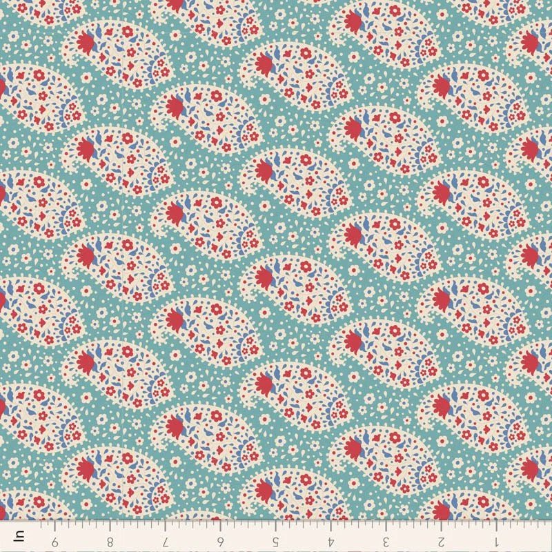 Tilda Jubilee - Teardrop TIL100556 Teal - Half Yard - Modern Fabric Shoppe