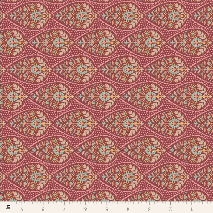 Tilda Sanctuary - Adina TIL110561 Maroon - Half Yard - October 2024 - Modern Fabric Shoppe