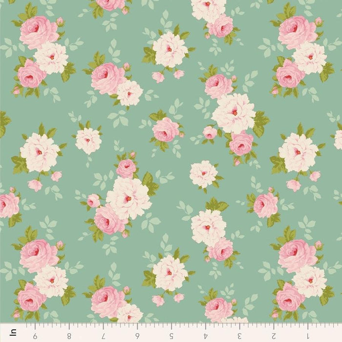 Tilda Sunday Brunch - Pernille TIL110583 Teal - Half Yard - February 2025 - Modern Fabric Shoppe