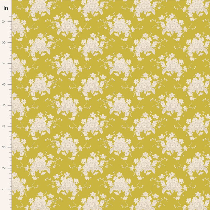 Tilda Sunday Brunch - White Flowers TIL110590 Sour Yellow - Half Yard - February 2025 - Modern Fabric Shoppe