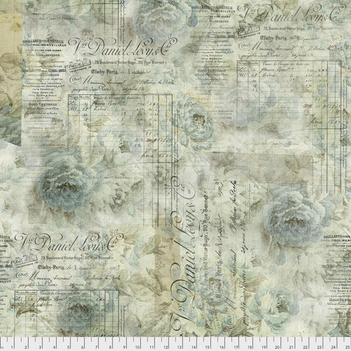 Tim Holtz - Eclectic Elements - Receipt PWTH102.AQUA - Half Yard - Modern Fabric Shoppe