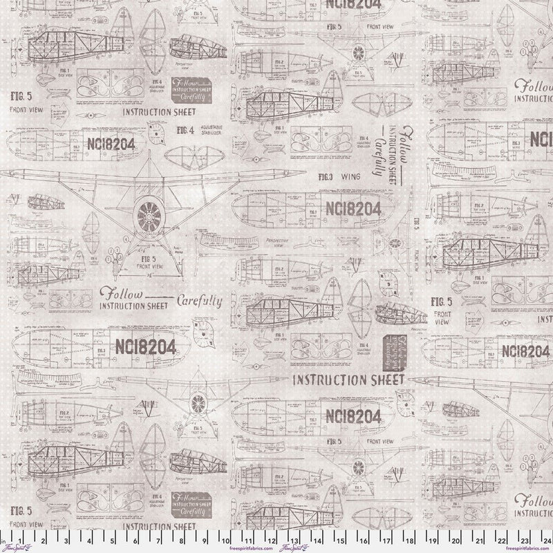Tim Holtz - Electric Elements - Model Airplanes PWTH174.PARCHMENT - Half Yard - Modern Fabric Shoppe