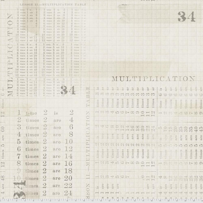 Tim Holtz - Electric Elements - Multiplication Table PWTH106.PARCHMENT - Half Yard - Modern Fabric Shoppe