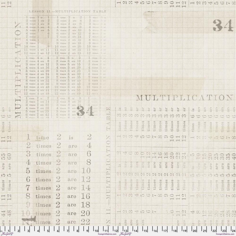 Tim Holtz - Electric Elements - Multiplication Table PWTH106.PARCHMENT - Half Yard - Modern Fabric Shoppe