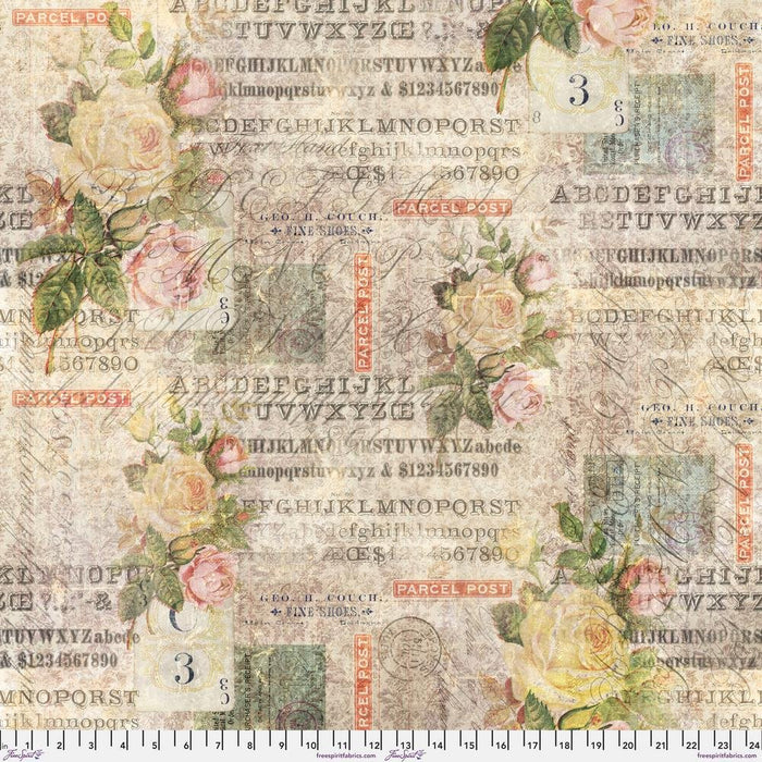 Tim Holtz - Electric Elements - Rose Parcel PWTH035.8MULTI - Half Yard - Modern Fabric Shoppe