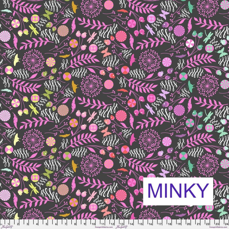 Tula Pink Prince Charming Deja Vu - MINKY Dandelion MKTP014.LICORICE - Half Yard - Modern Fabric Shoppe