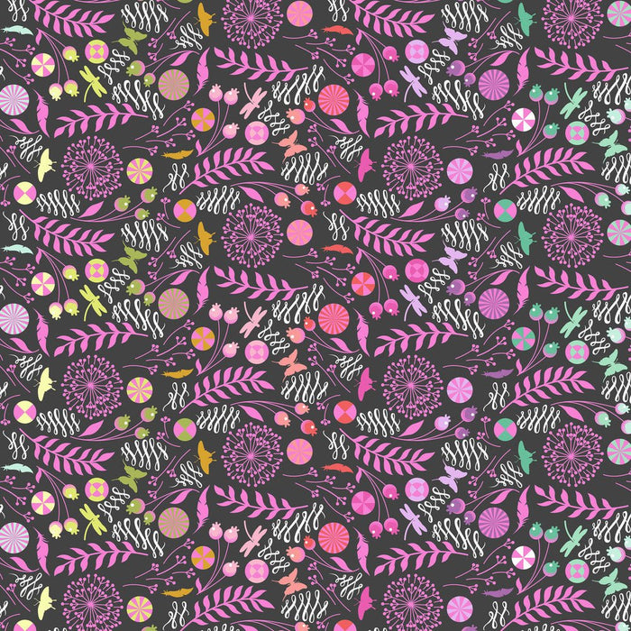 Tula Pink Prince Charming Deja Vu - MINKY Dandelion MKTP014.LICORICE - Half Yard - Modern Fabric Shoppe