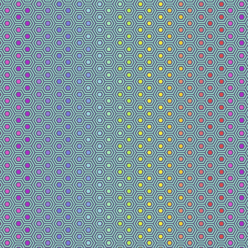 Tula Pink - True Colors Hexy Rainbow - PWTP151.PEACOCK - Half Yard - Modern Fabric Shoppe