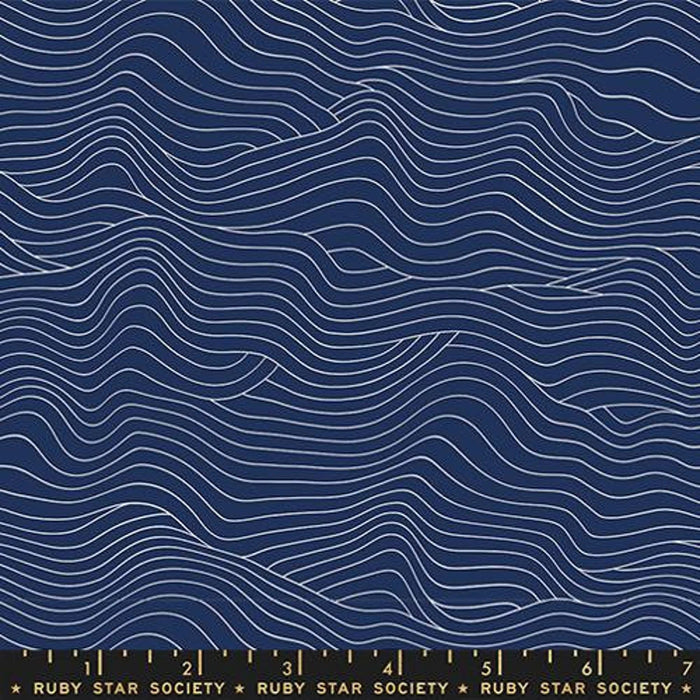 Water - Collaboration by Ruby Star Society - Wavelength RS 5129 17 - Navy - Half Yard - January 2024 - Modern Fabric Shoppe