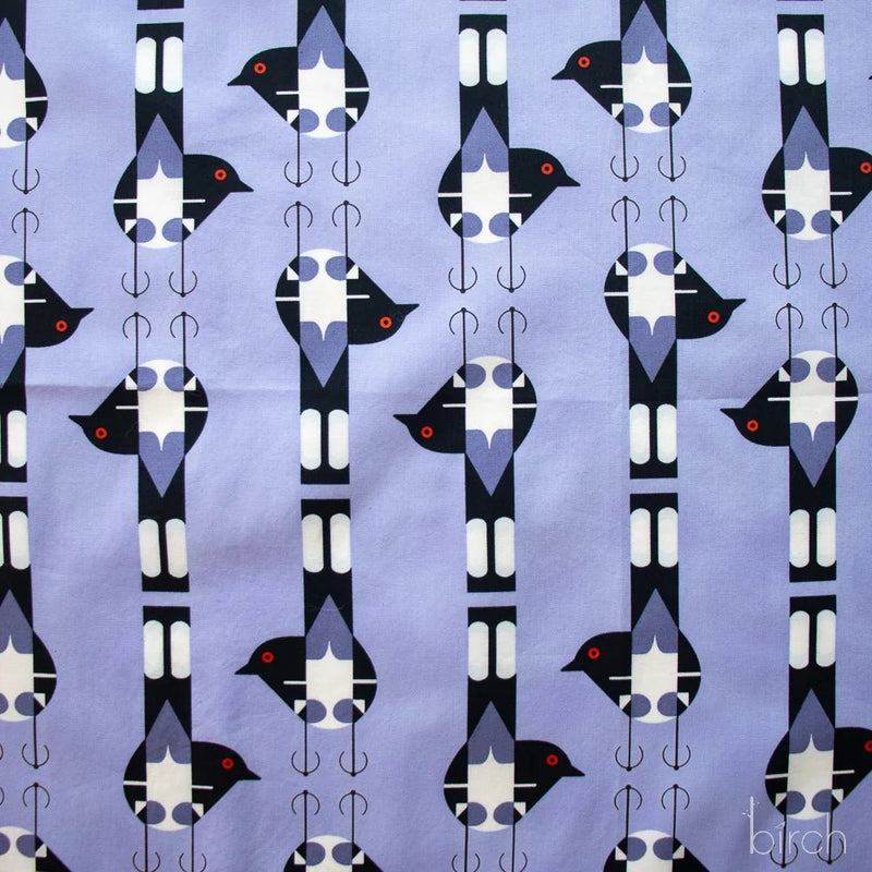Woodland Wonders by Charley Harper- Spotted Tail Blackbird CH-464 Lavender Half Yard- August 2026 - Modern Fabric Shoppe