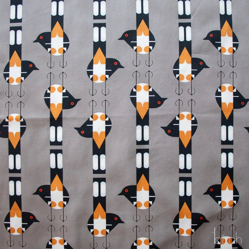 Woodland Wonders by Charley Harper- Spotted Tail Blackbird CH-464 Shroom Half Yard- August 2026 - Modern Fabric Shoppe