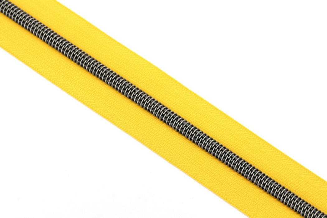 Sunshine Yellow- #5 Gunmetal Nylon Coil Zipper Tape
