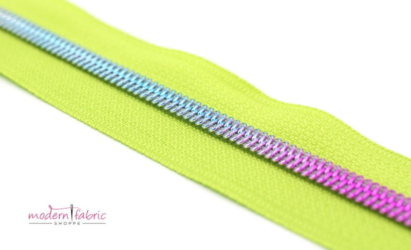 Lime Green- #5 Rainbow Nylon Coil Zipper Tape