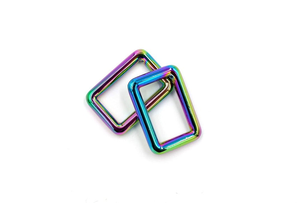 Rainbow 1 inch (25mm) Rectangle Ring- Set of 2