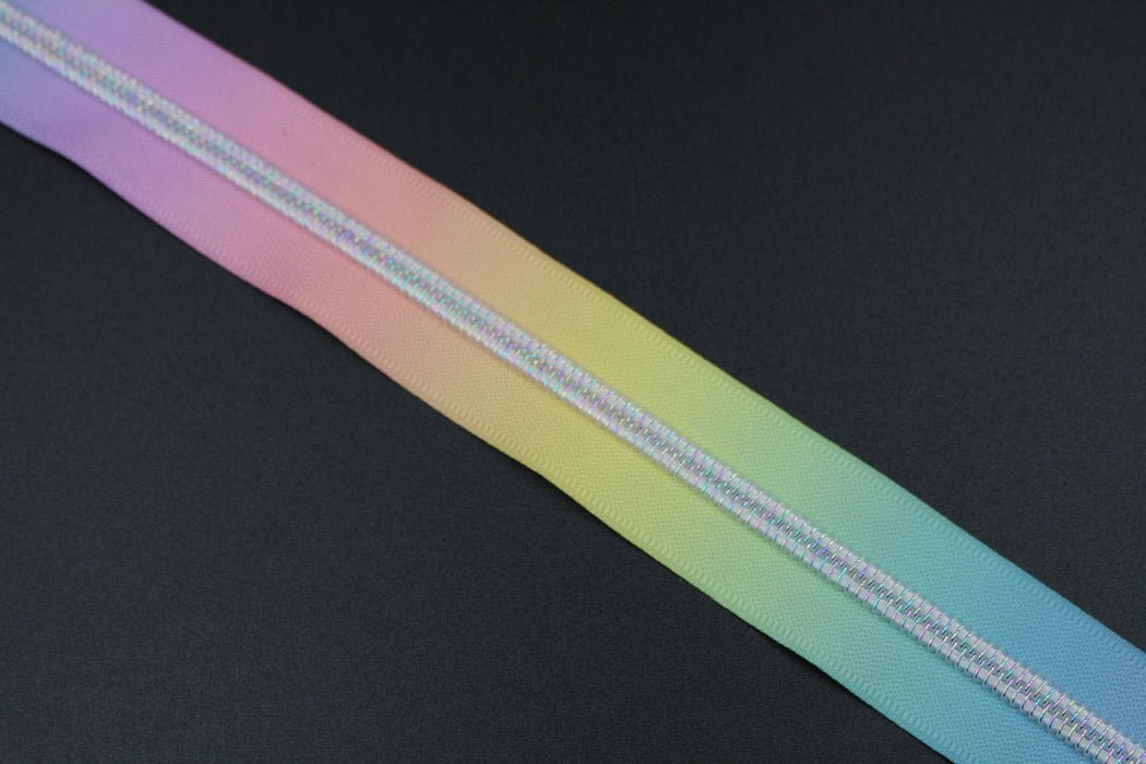 Rainbow- #5 White Star Rainbow Nylon Coil Zipper Tape