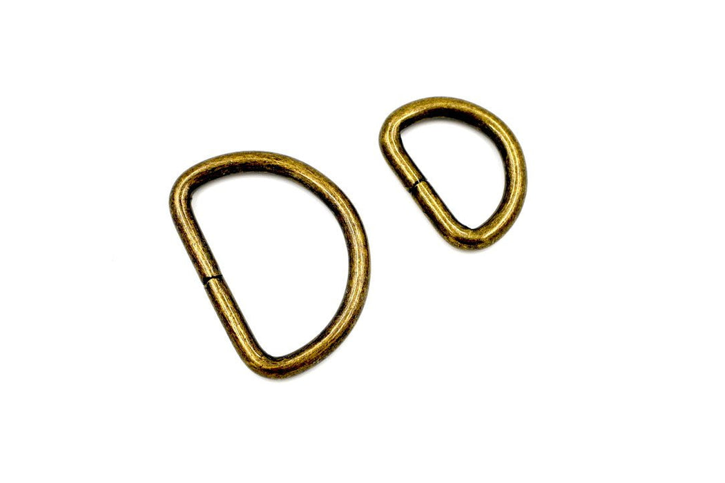 Antique Brass 1 1/2 inch (38mm) D-Ring Hardware- Set of 2